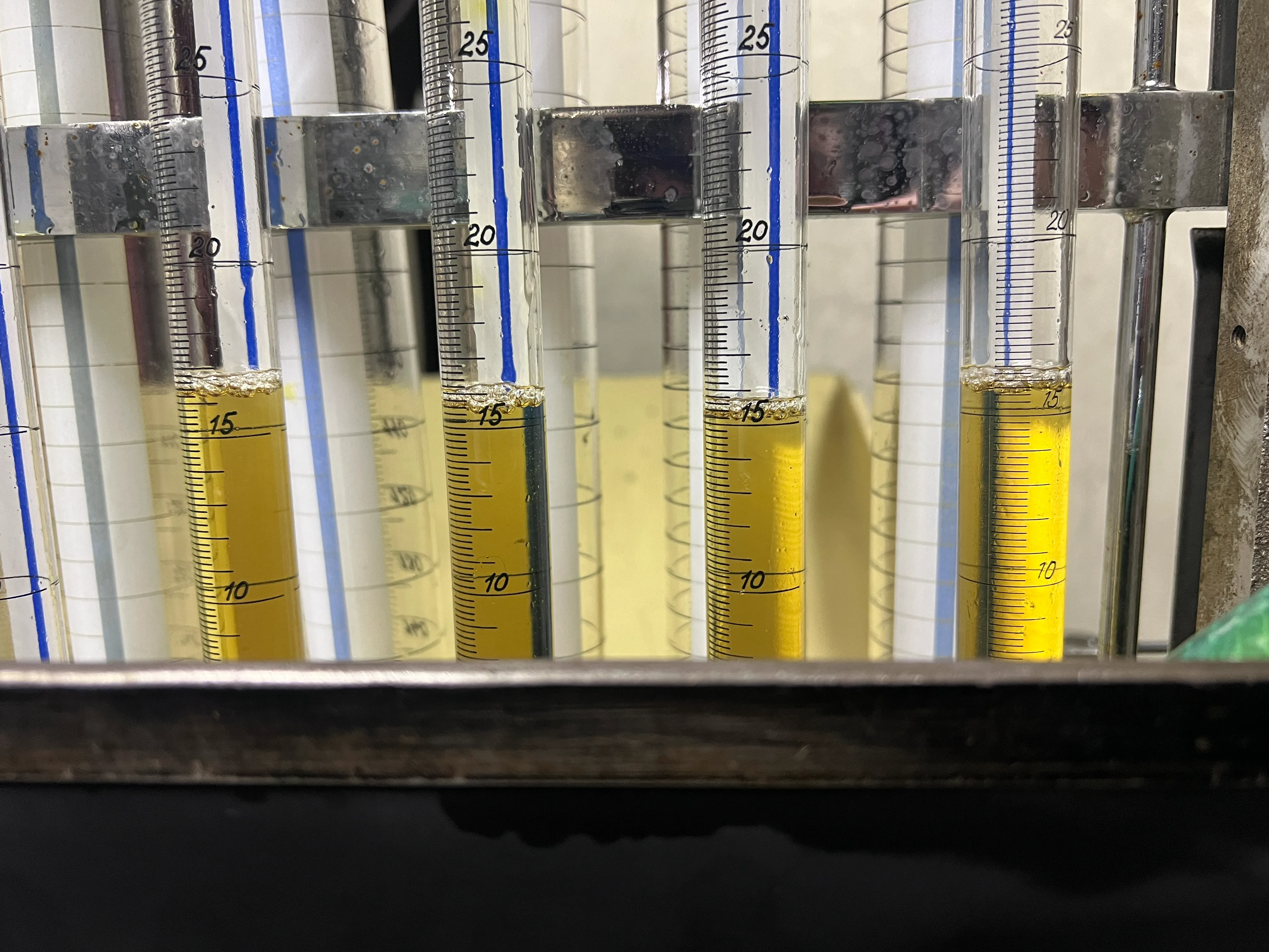 Éprouvettes du banc d’injection